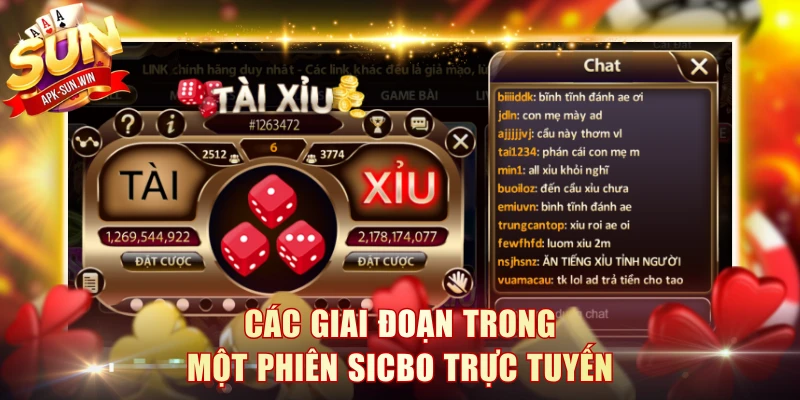 Sicbo Trực Tuyến Sun Win: Lắc Xúc Xắc Bắt Vận May Lãi 65m 3 Các giai đoạn trong một phiên Sicbo trực tuyến